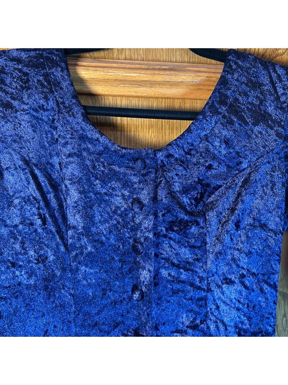 90s Royal Purple Crushed Velvet Goth Prom Fairycore Dress - Picture 4 of 12